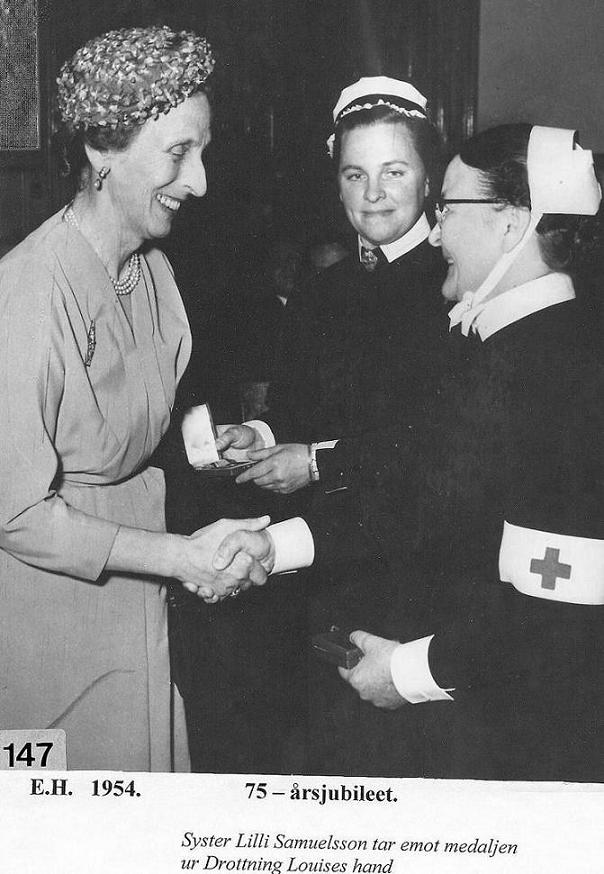 Drottning Louise på besök 1954.