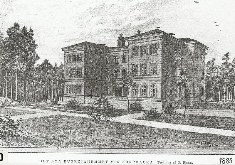 Teckning av Eugeniahemmet 1885.