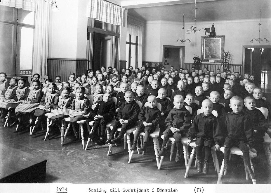 Gudstjänst i Bönsalen 1914.